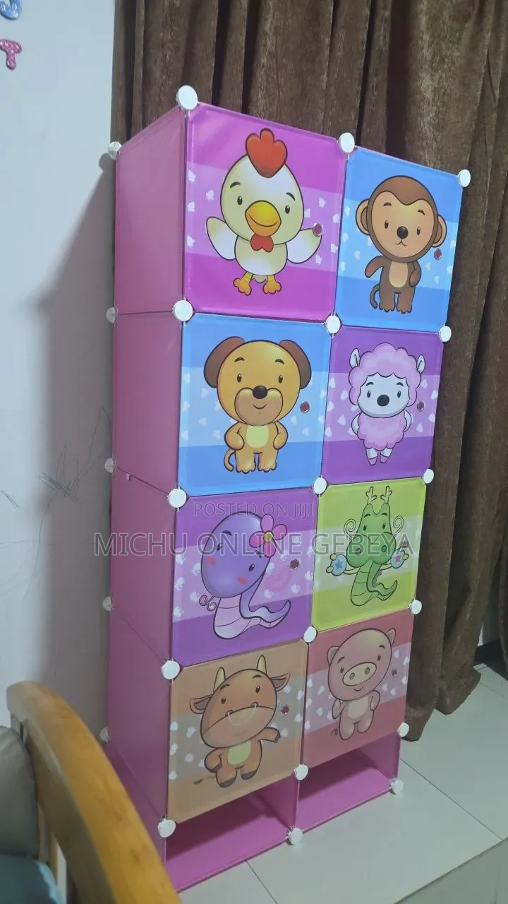 Plastic and Metal Cubic Cloth Cabinet