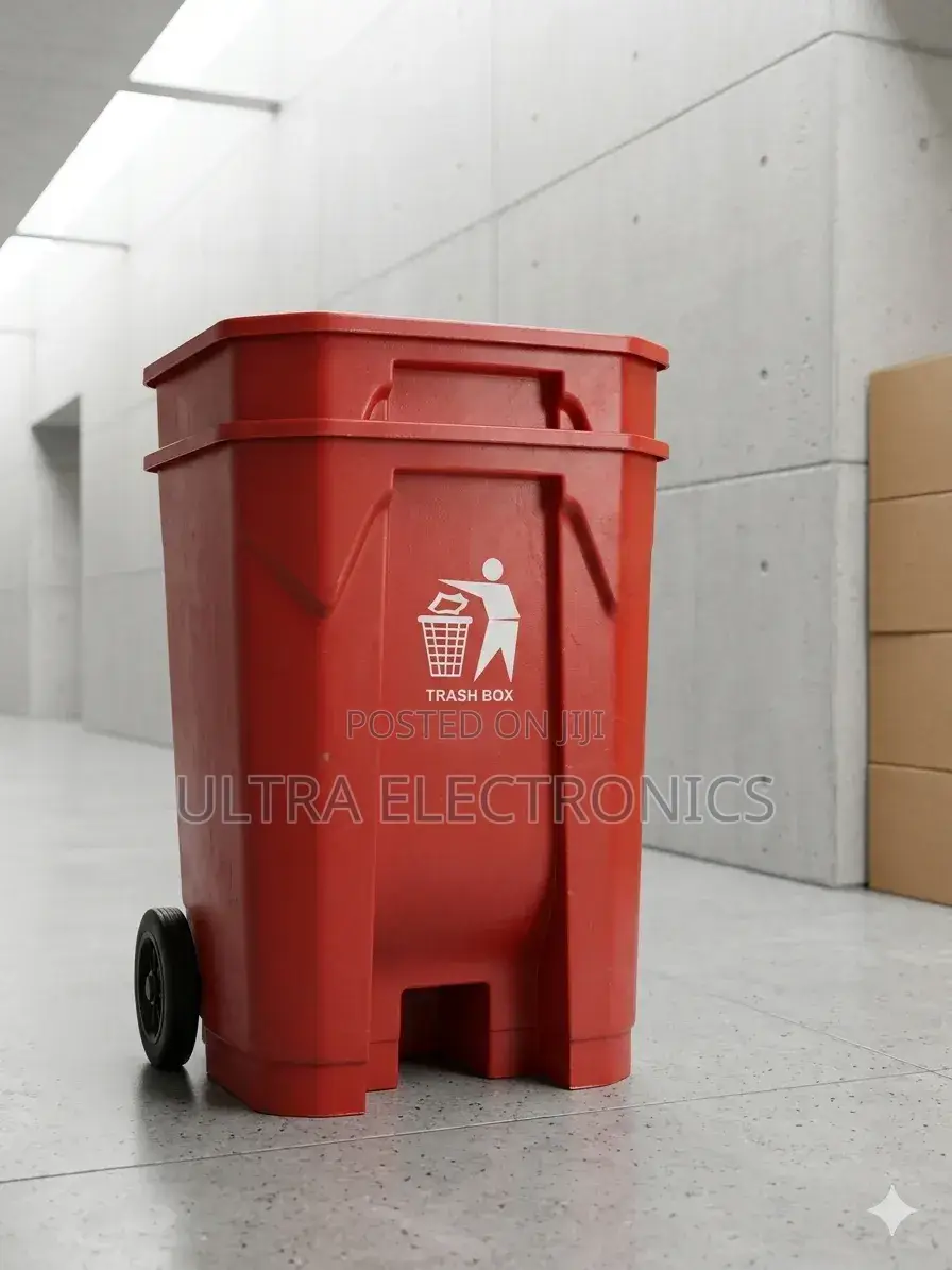Garbage Red Plastic Bin With A Foot Pedal Found In 50-liter
