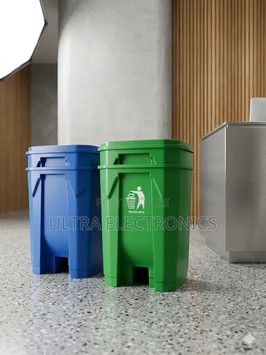 Green Plastic Step-on Trash Bin, Pedal for Hands-Free Operation