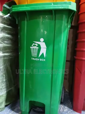 Green, 120-liter Plastic Garbage Trash Box Featuring A Foot Pedal For