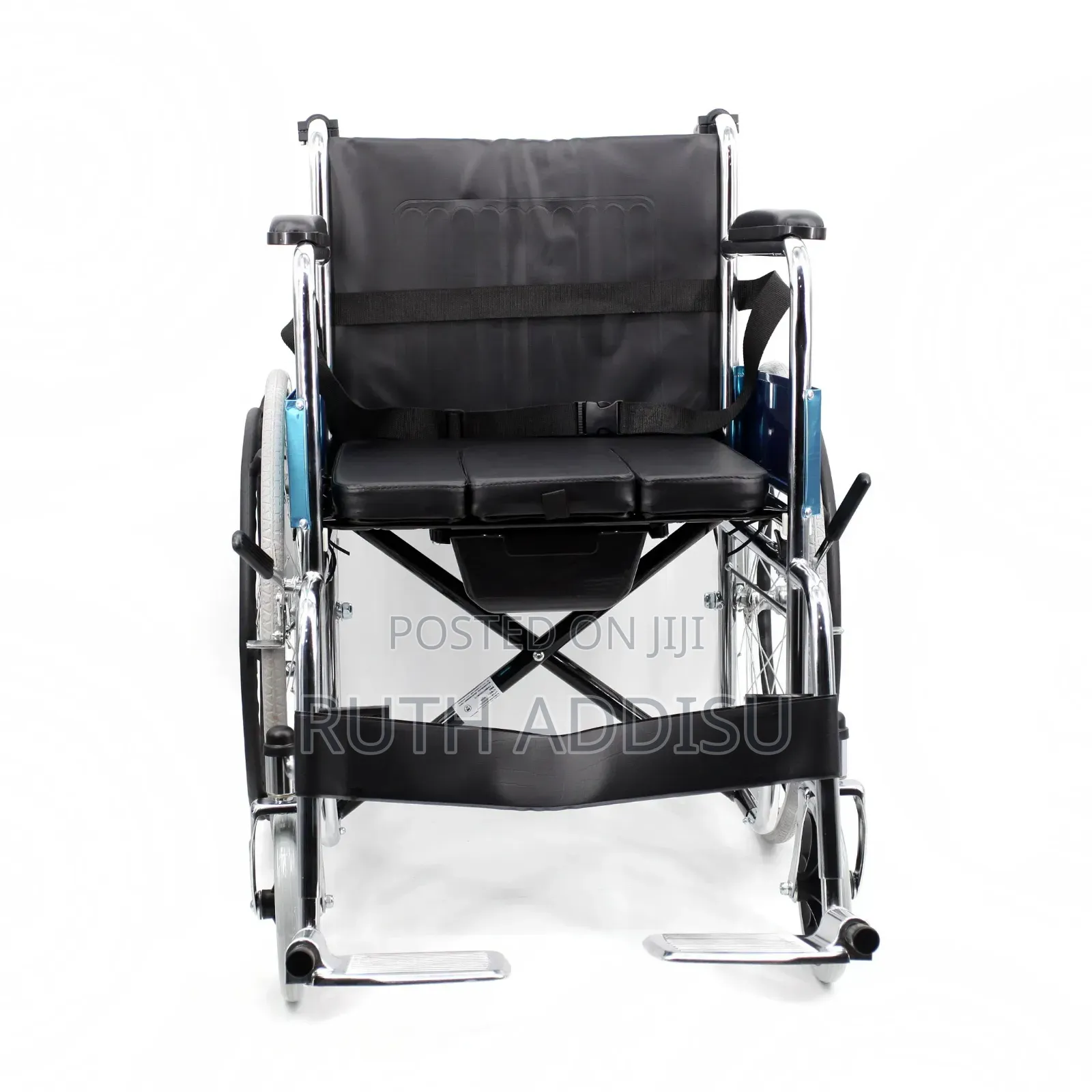Steel Manual Commode Wheelchair, With Handle Brake, Removable Square