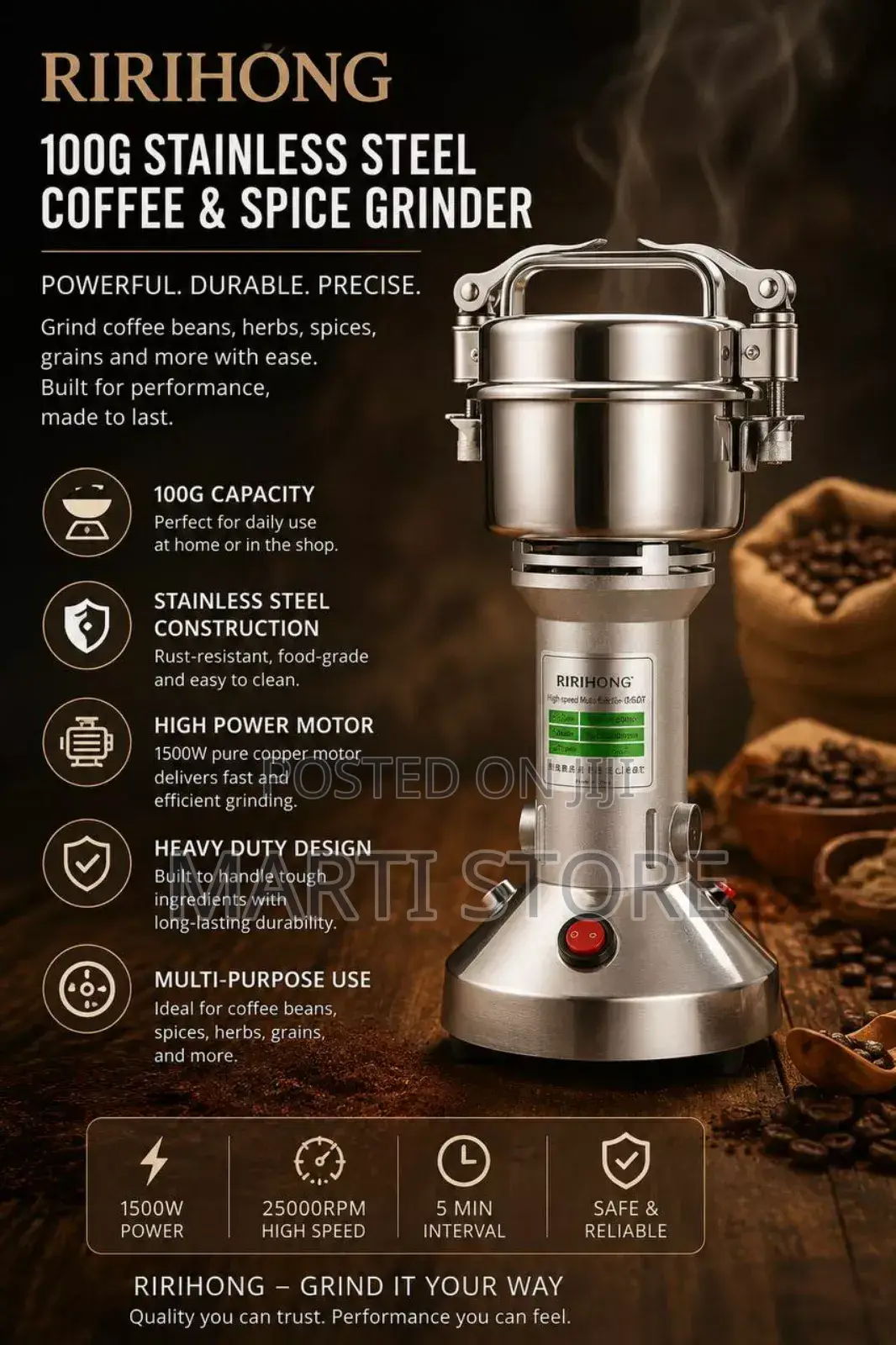 Ririhong Grinder (ሪሪሆንግ የቡና የቅመም የሚጥሚጣ መፍጫ)