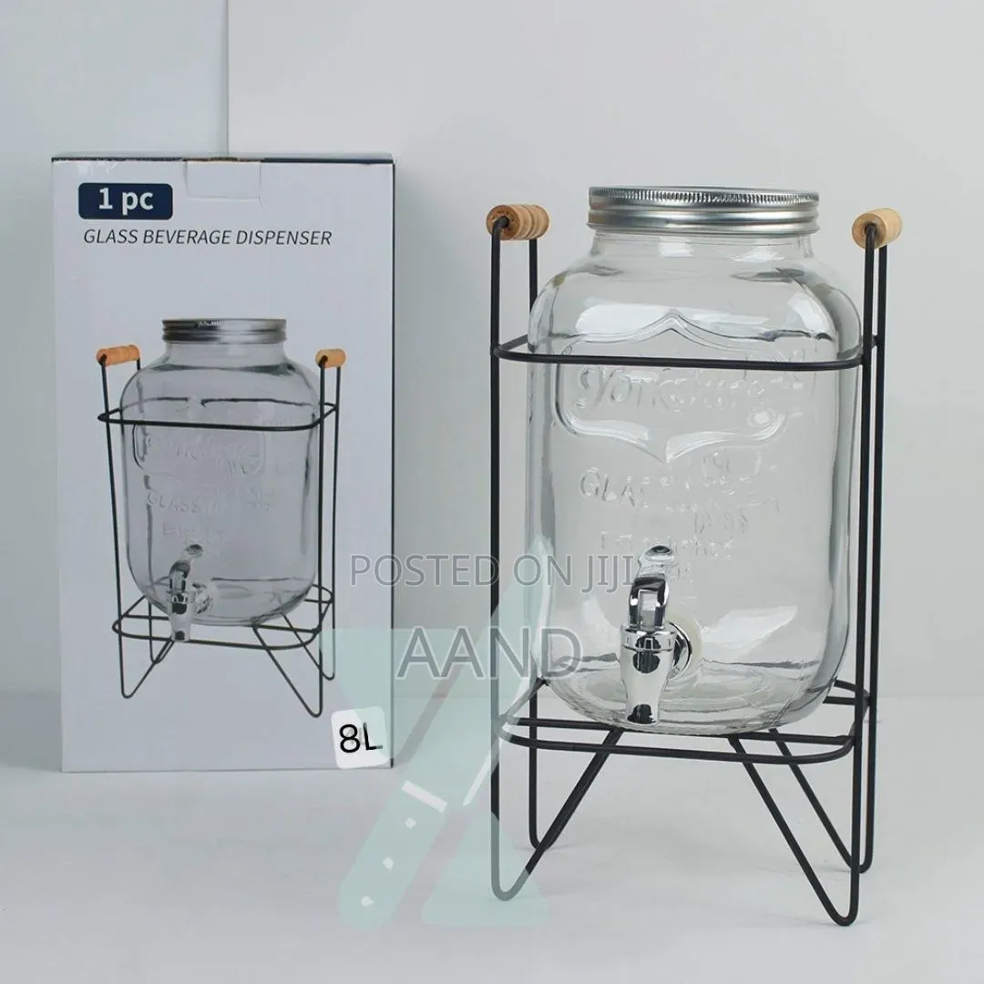 Premium 8l Glass Beverage Dispenser With Stand