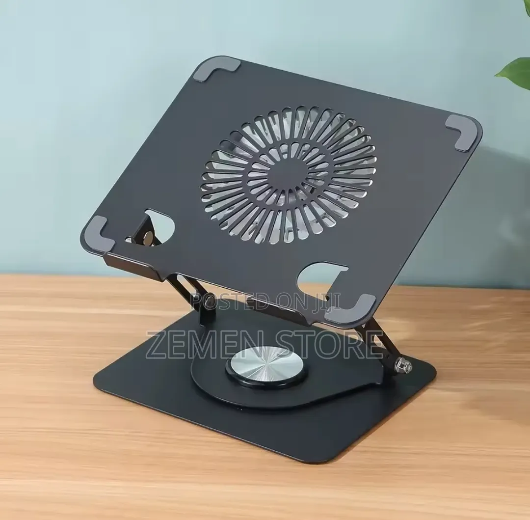 Ergonomic 360° Rotating Laptop Stand With Quiet Cooling Fan