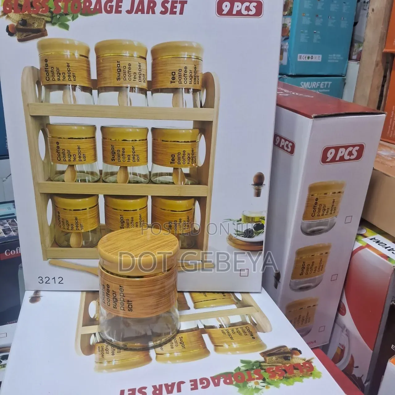 9-piece Glass Canister Set Featuring Bamboo Lids