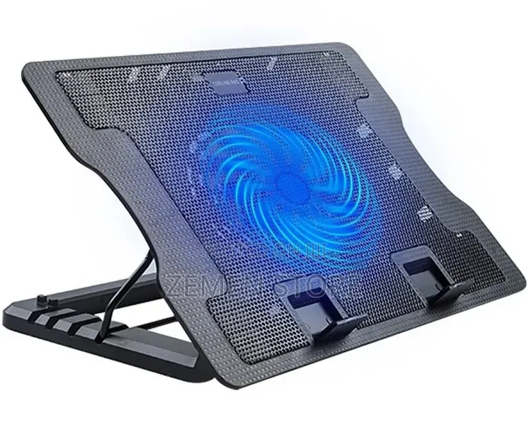 Ergonomic Laptop Cooling Pad Stand With Blue Led Light Fan