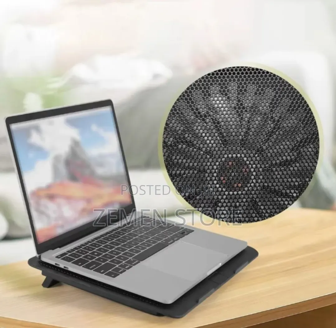 Ergonomic Laptop Cooling Pad Stand With Blue Led Light Fan