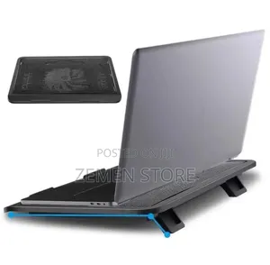 Ergonomic Laptop Cooling Pad Stand With Blue Led Light Fan