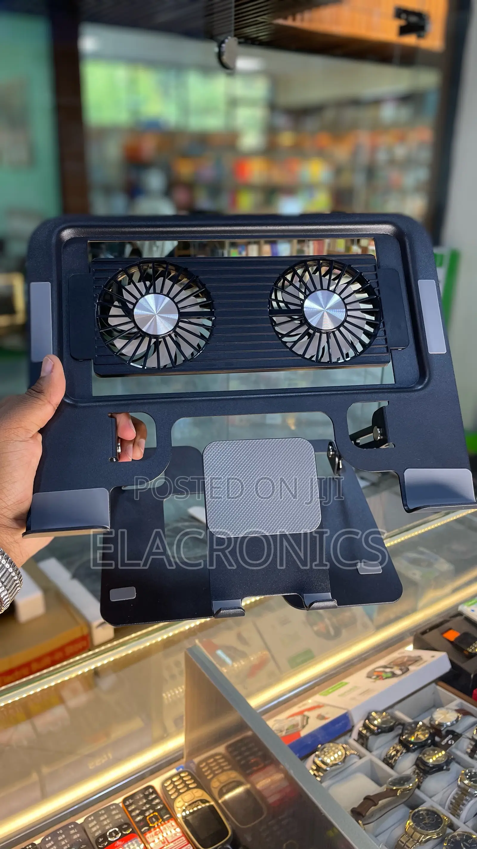 Laptop Cooler Stand (Cooling Pad) Metal With Phone Holder