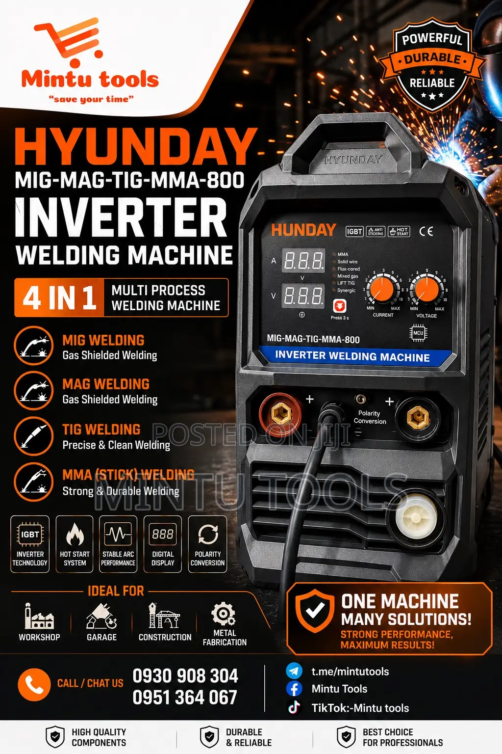 Hunday Mig,Tig,Mma Mag Welding 800w