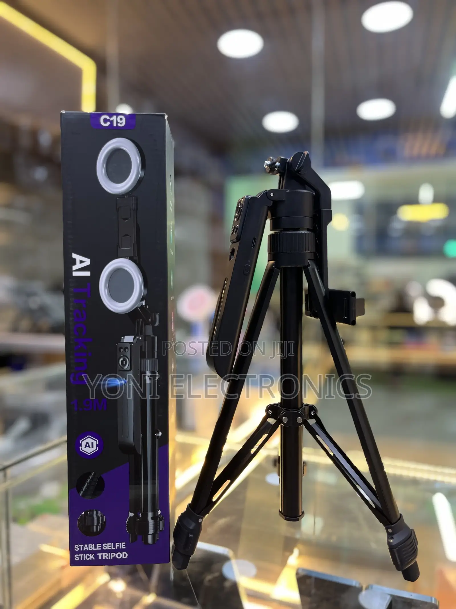 C19 Ai Tracking Stable Tripod Stand (1.9m) With Dual Ring Ligh