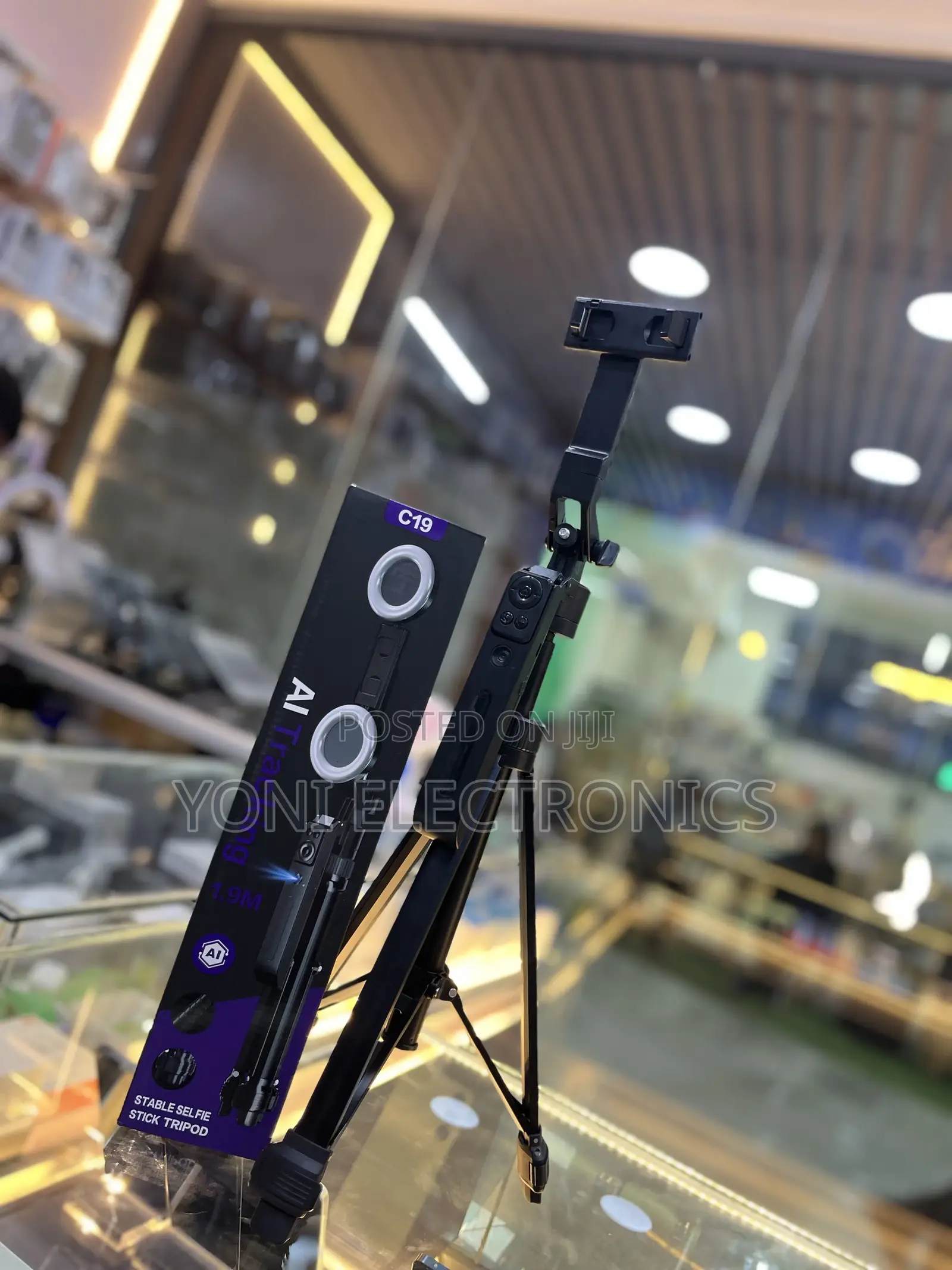 C19 Ai Tracking Stable Tripod Stand (1.9m) With Dual Ring Ligh