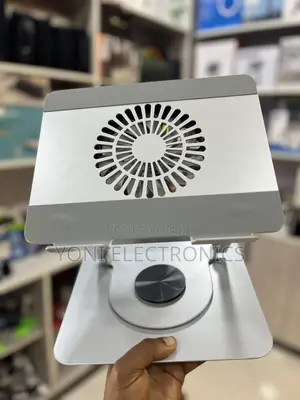 360° Swivel Aluminum Laptop Tablet Stand With Built-in Cooling Fan