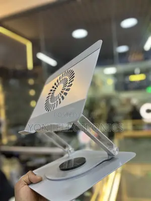 Heavy-Duty Aluminum 360° Rotating Laptop Stand With Cooling Fan