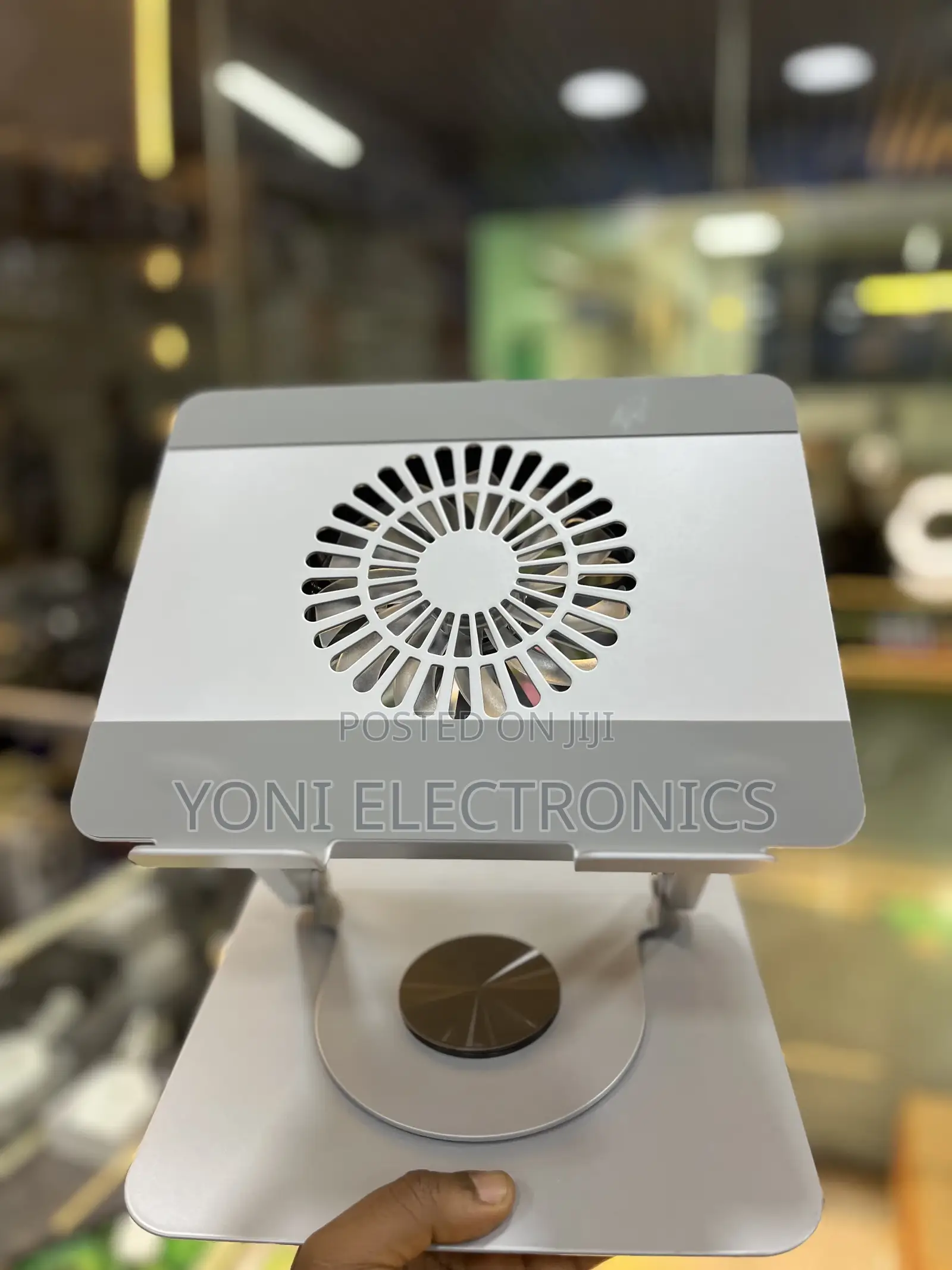 Heavy-Duty Aluminum 360° Rotating Laptop Stand With Cooling Fan