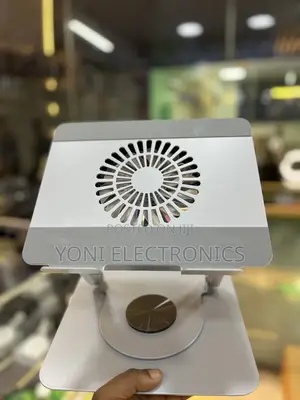 Heavy-Duty Aluminum 360° Rotating Laptop Stand With Cooling Fan