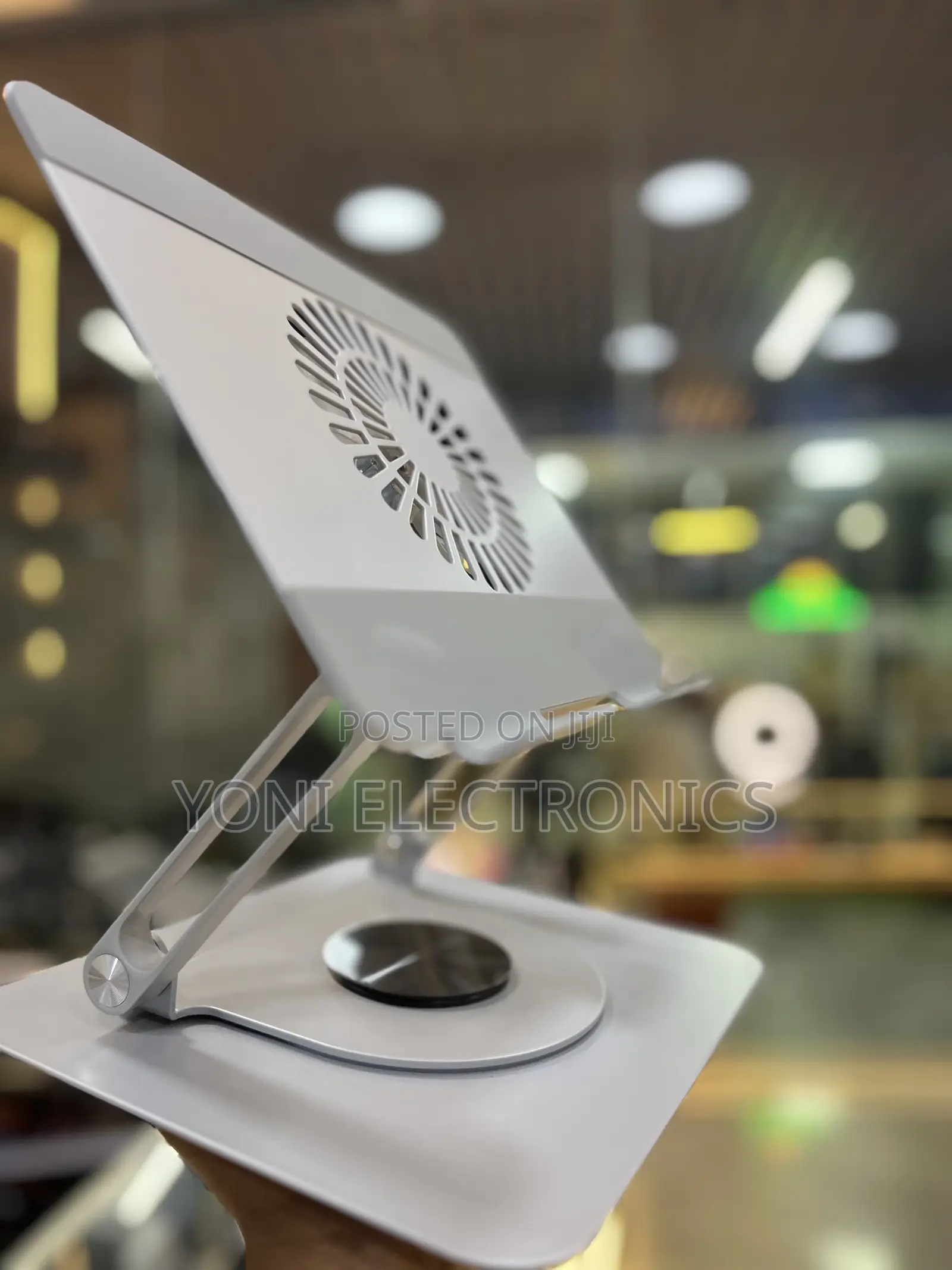 Heavy-Duty Aluminum 360° Rotating Laptop Stand With Cooling Fan