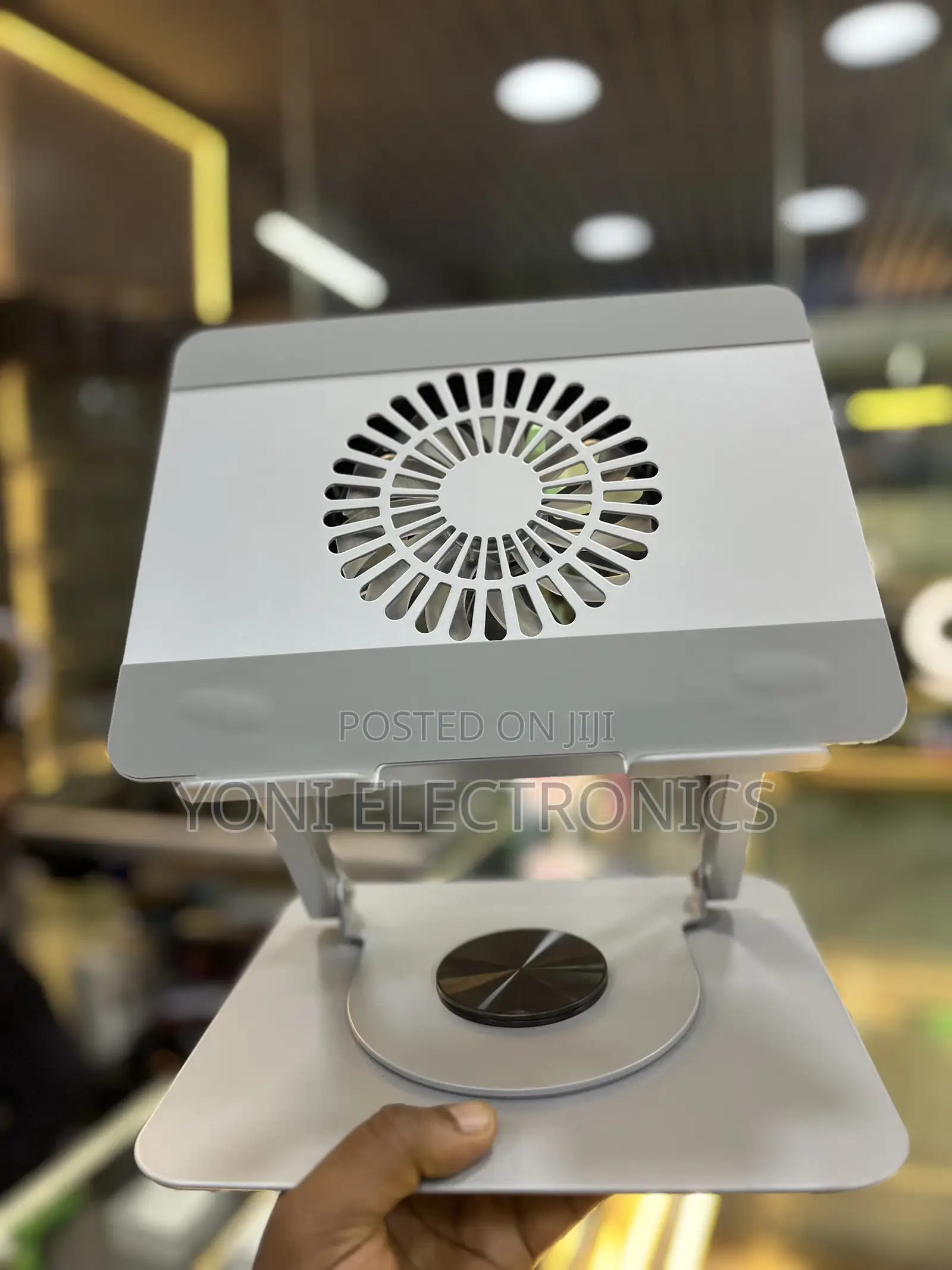 Heavy-Duty Aluminum 360° Rotating Laptop Stand With Cooling Fan