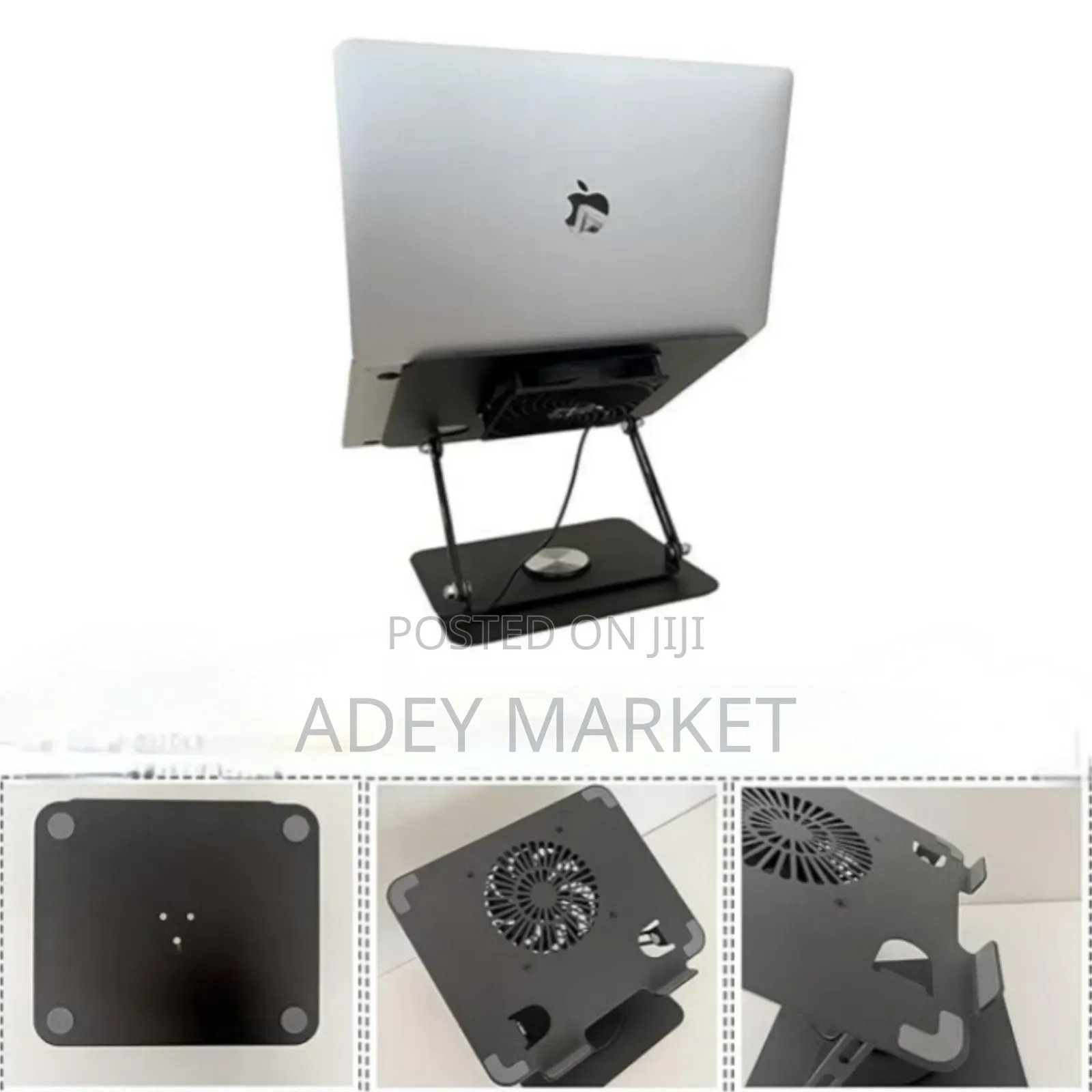 .Laptop Stand Fan With a 360 Rotating Base.