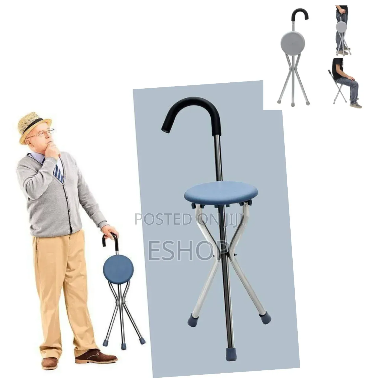 Folding Tripod Cane Seat – Easy to Carry, Easy to Open
