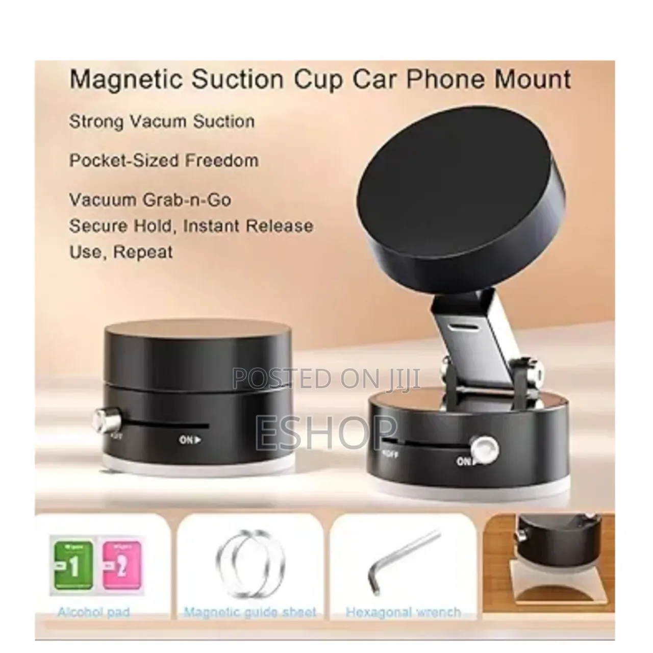 3-in-1 Phone Stand: Car Vent Clip, Dashboard Desktop Suction
