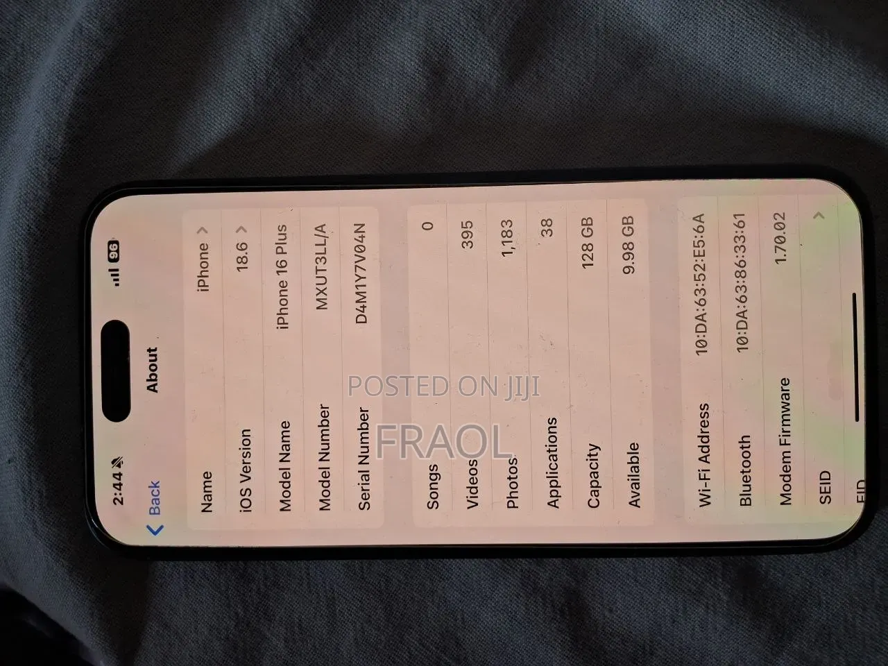 New Apple iPhone 16 Plus 128 GB Black