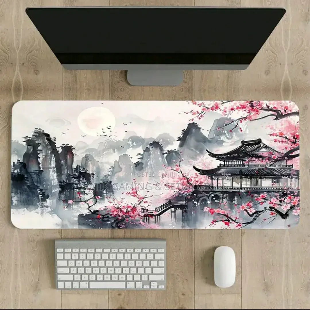 80x30x0.2cm Sakura Cherry Blossom Japanese Landscape Themed Mouse Pad