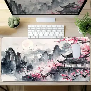80x30x0.2cm Sakura Cherry Blossom Japanese Landscape Themed Mouse Pad