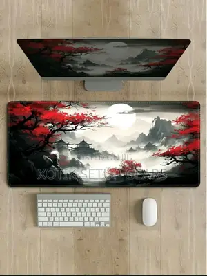 60x30x0.2cm Japanese Riverside Full Moon Themed Mouse Pad - Desk Mat