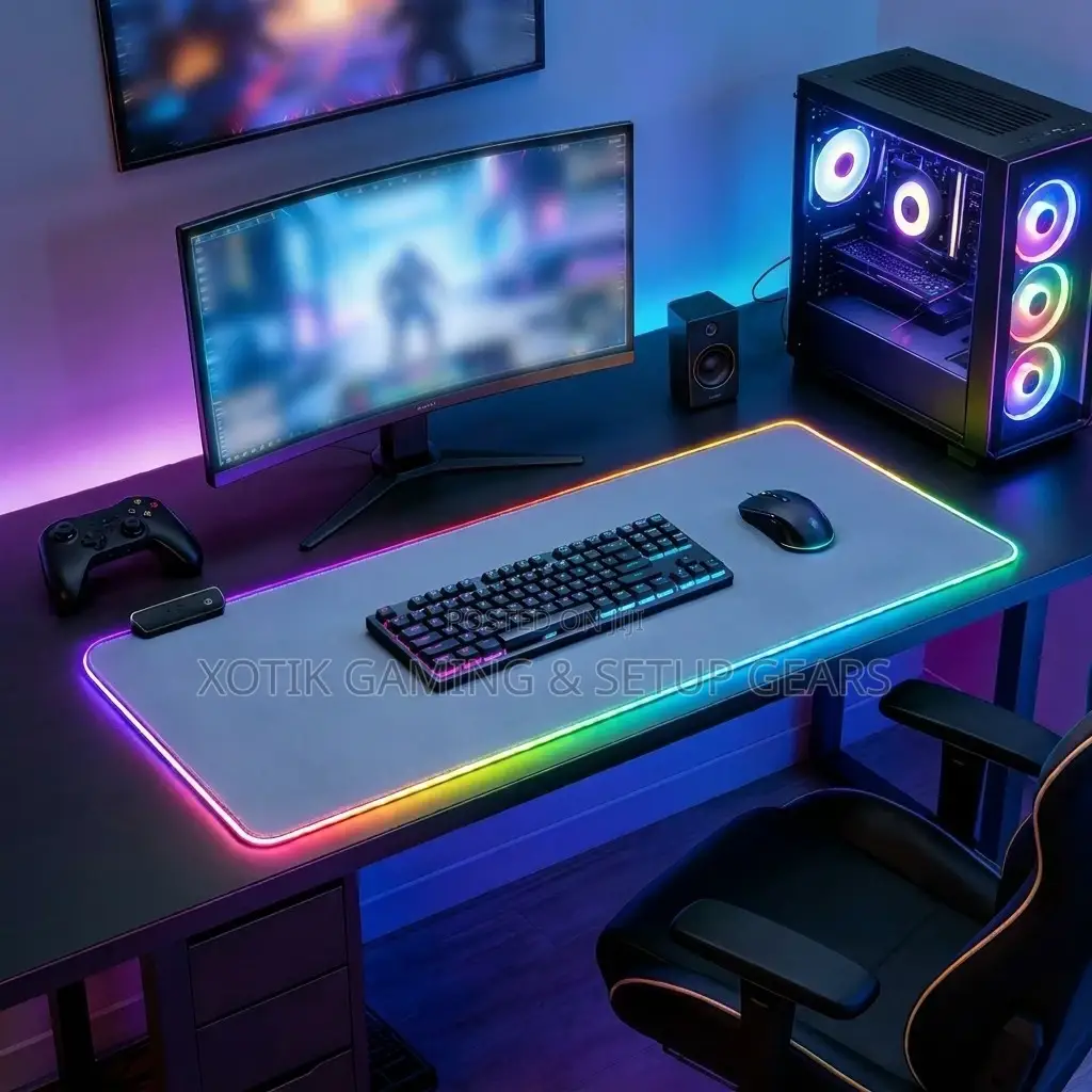 80 X 30 X 0.5 Cm Grey Rgb Backlit Mouse Pad - 14 Styles Rgb Desk Mat