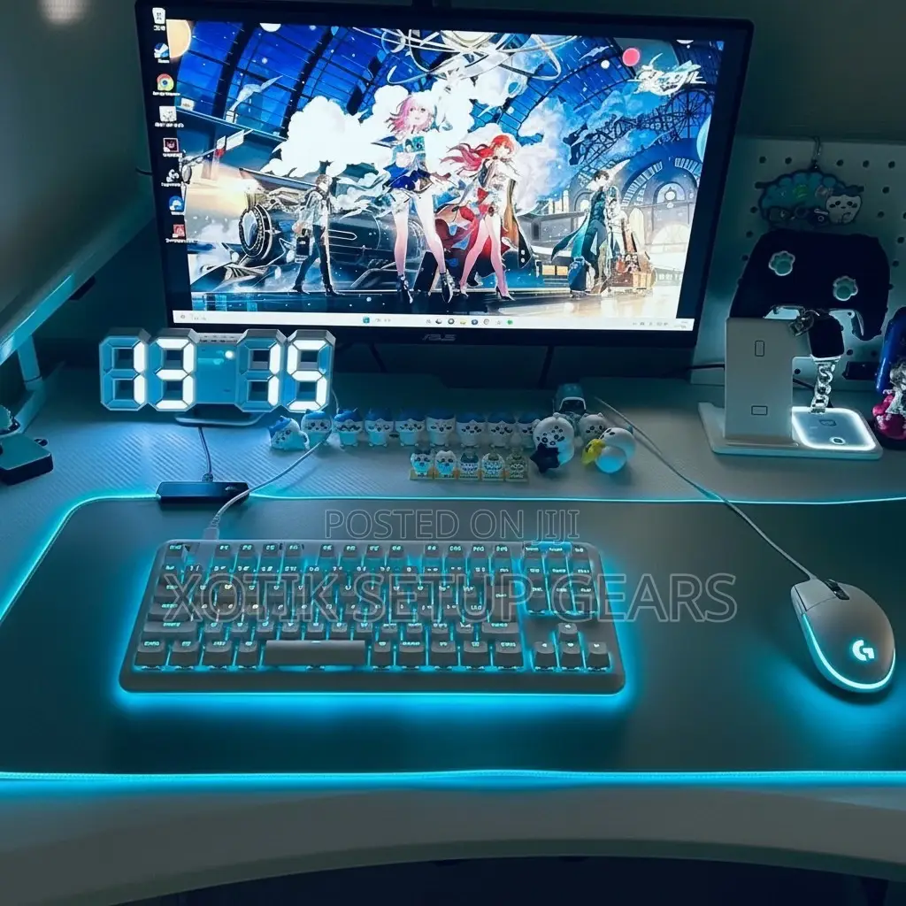 80 X 30 X 0.5 Cm Grey Rgb Backlit Mouse Pad - 14 Styles Rgb Desk Mat