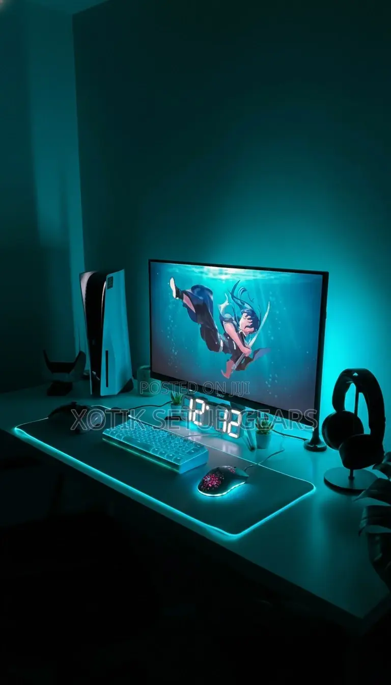 80 X 30 X 0.5 Cm Grey Rgb Backlit Mouse Pad - 14 Styles Rgb Desk Mat