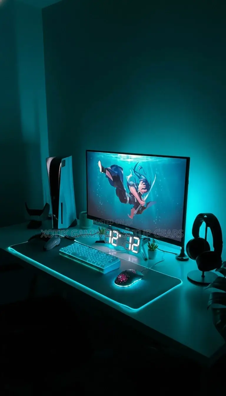80 X 30 X 0.5 Cm Grey Rgb Backlit Mouse Pad - 14 Styles Rgb Desk Mat