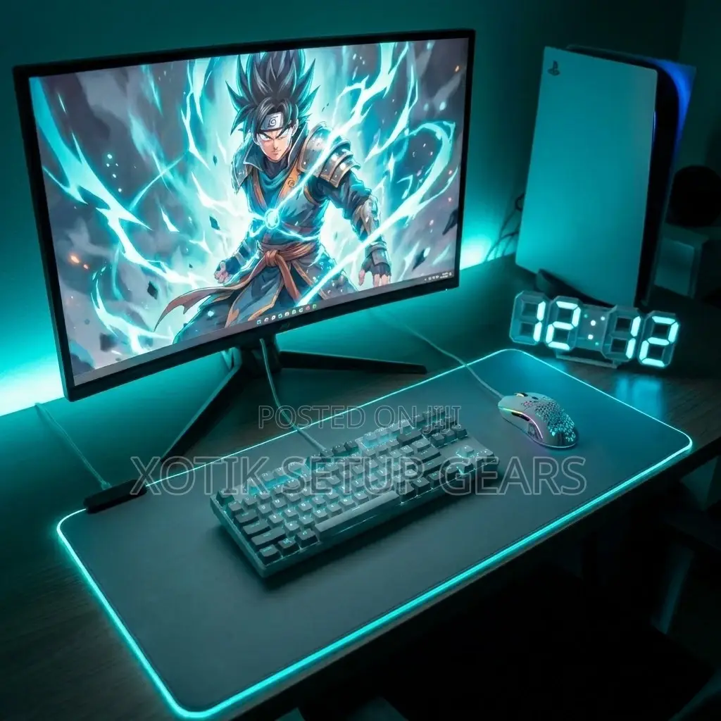 80 X 30 X 0.5 Cm Grey Rgb Backlit Mouse Pad - 14 Styles Rgb Desk Mat