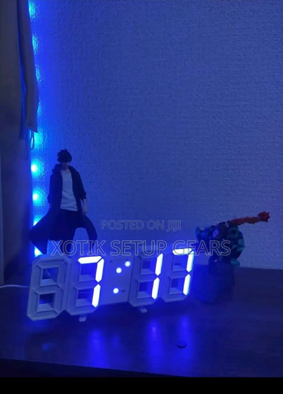 3d Led Blue Lit Digital Clock