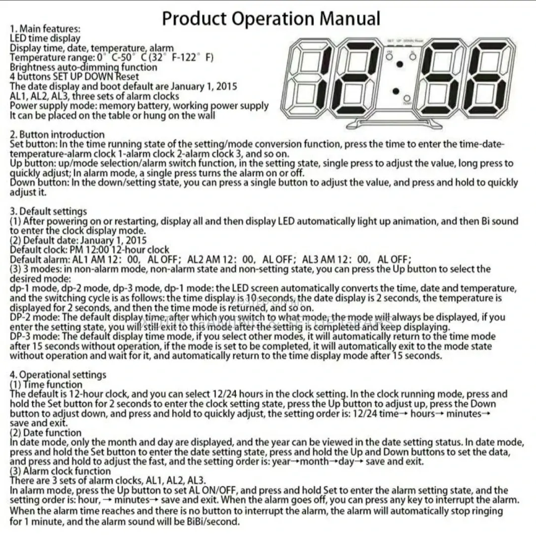 3d Led Blue Lit Digital Clock