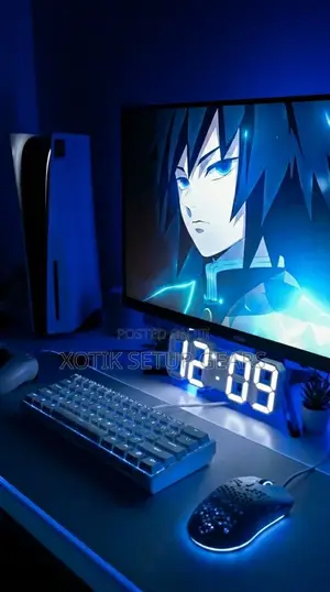 3d Led Blue Lit Digital Clock