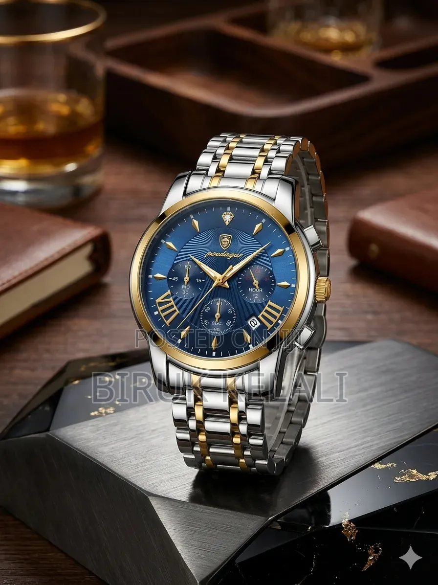 Poedagar 813 Luxury Fashion Quartz Watch for Men Featuring a Blue Dial