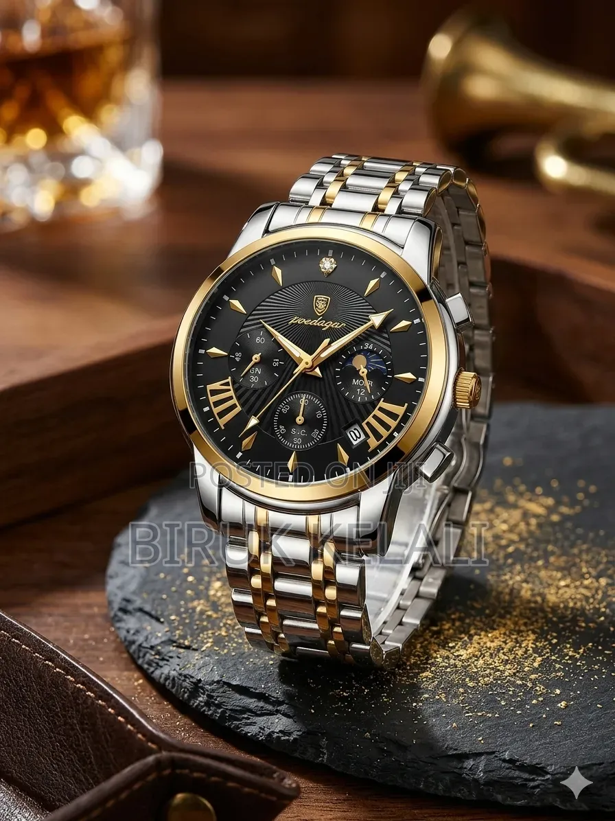 Poedagar 813 Luxury Fashion Quartz Watch for Men Featuring a Blue Dial