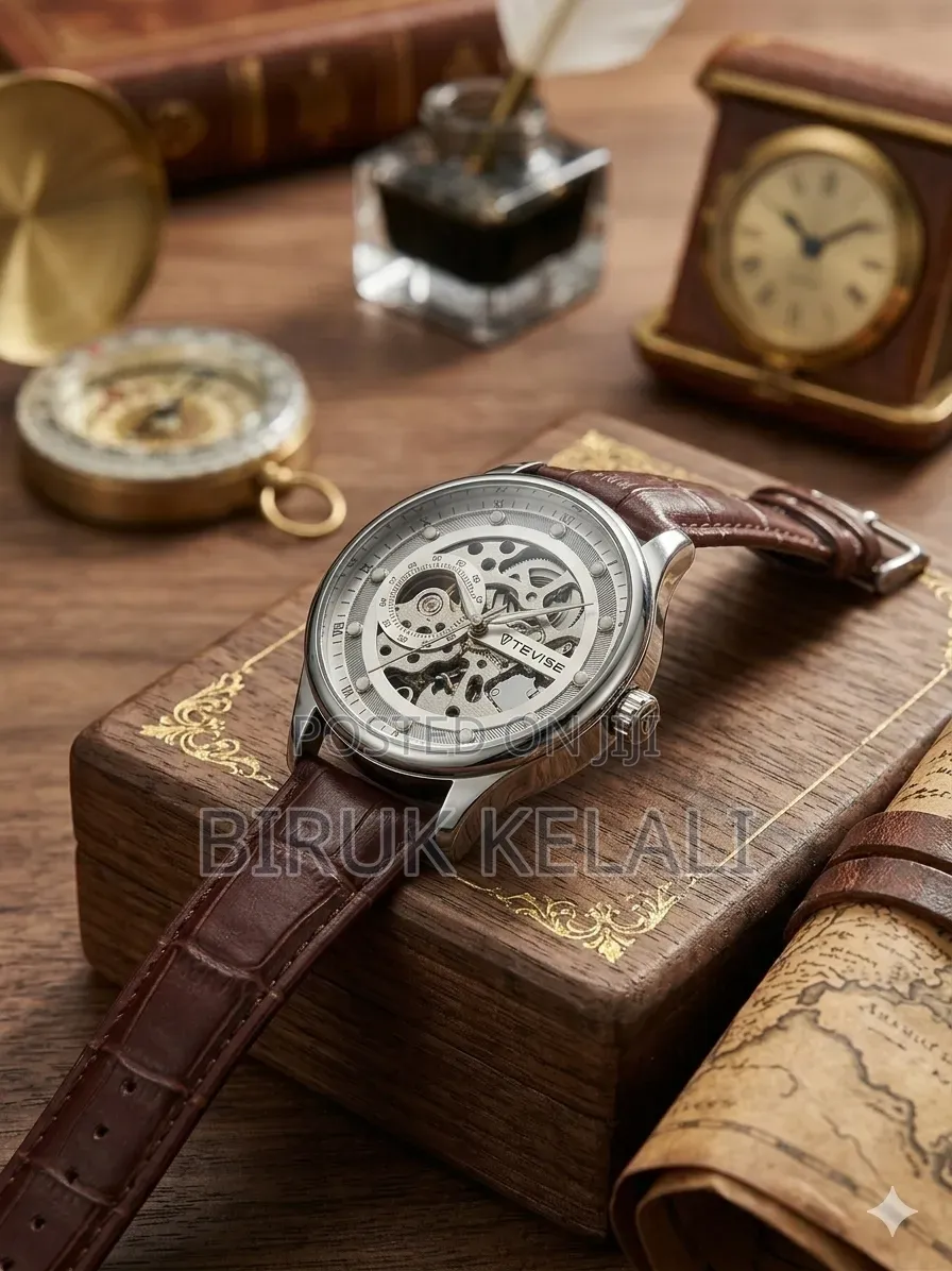 Tevise T836d Automatic Mechanical Watch Featuring a Skeleton Dial