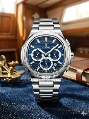 Poedagar 834 Luxury Chronograph Watch, Featuring a Blue Dial