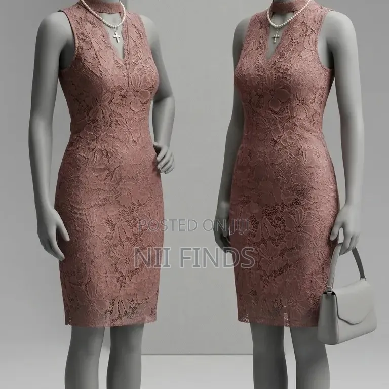 Bonda Rose Pink Lace Bodycon Dress