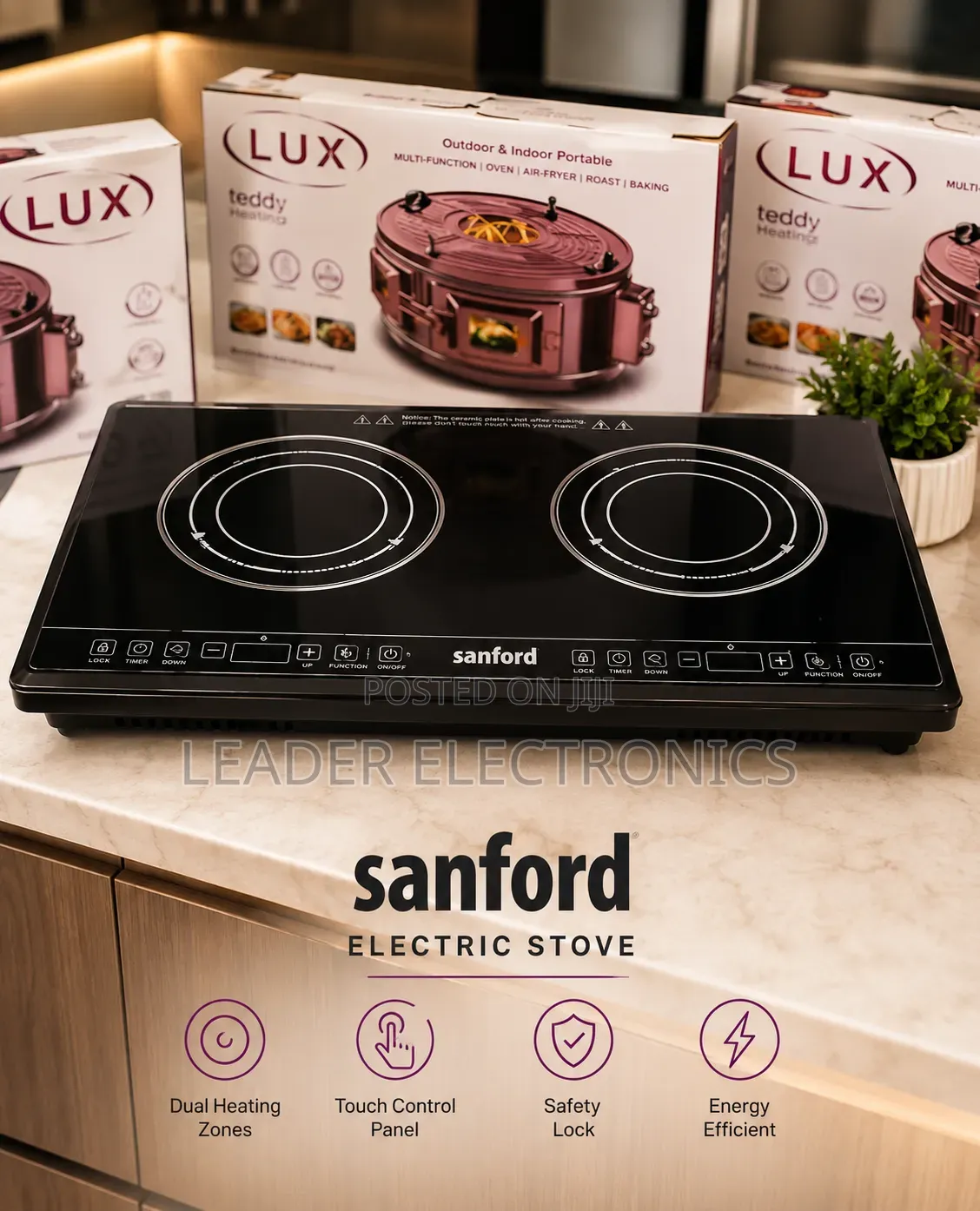 Sanford Digital Touch Stove – Double Hotplates | Fast, Smart Efficie