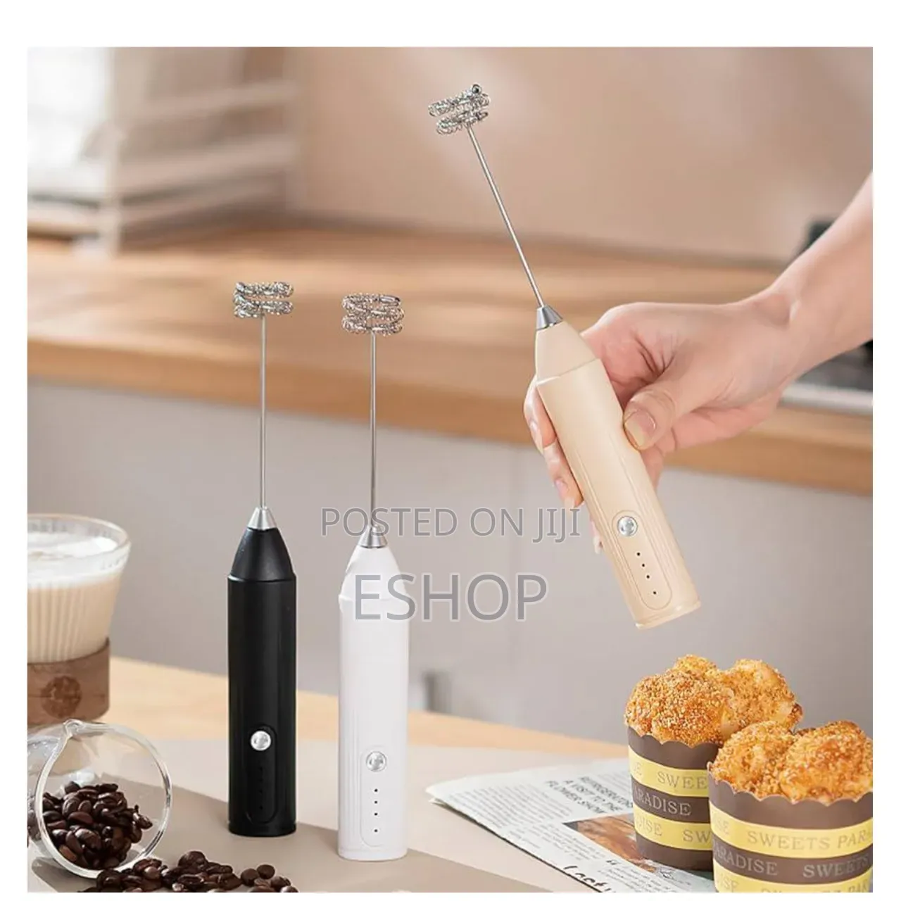 360° Rotation Milk Frother – Press Switch, Easy Clean Food Safe