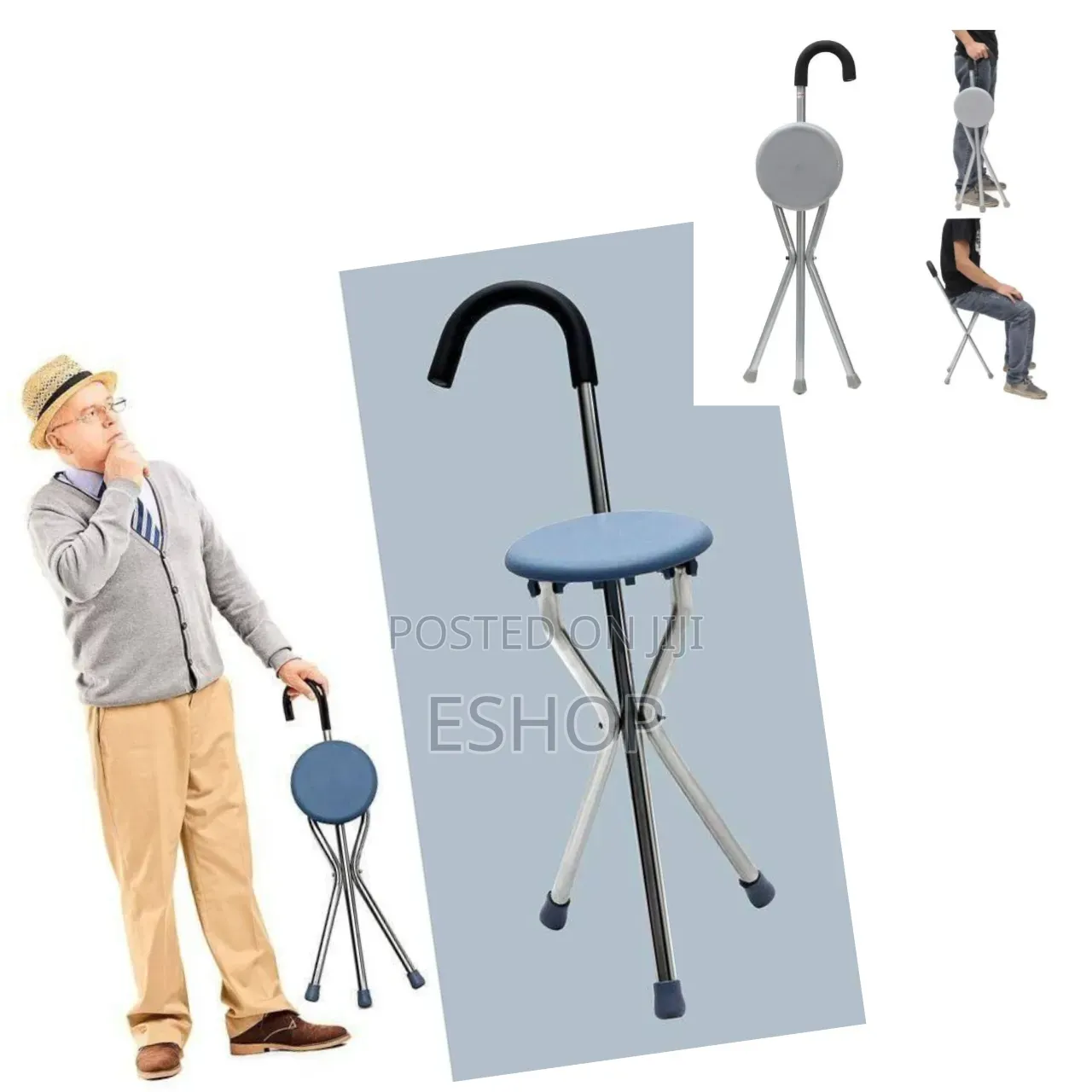All-in-One Mobility Cane and Stool – Rest When You Need It Most