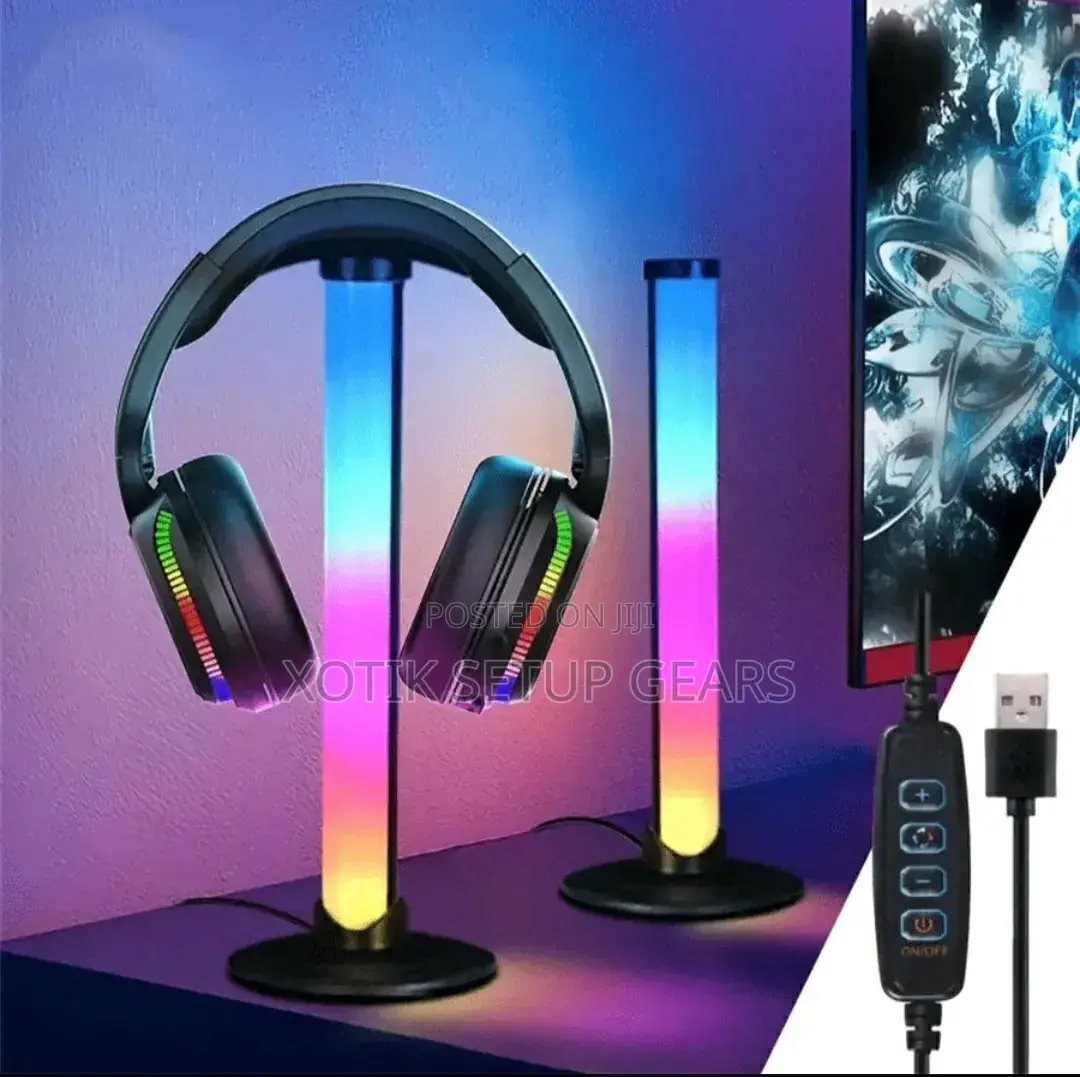 2 PCS RGB Headphone Stands - Usb Powered Lighting for Gaming Setup