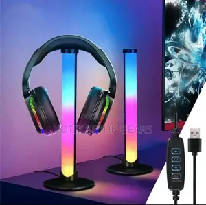 2 PCS RGB Headphone Stands - Usb Powered Lighting for Gaming Setup
