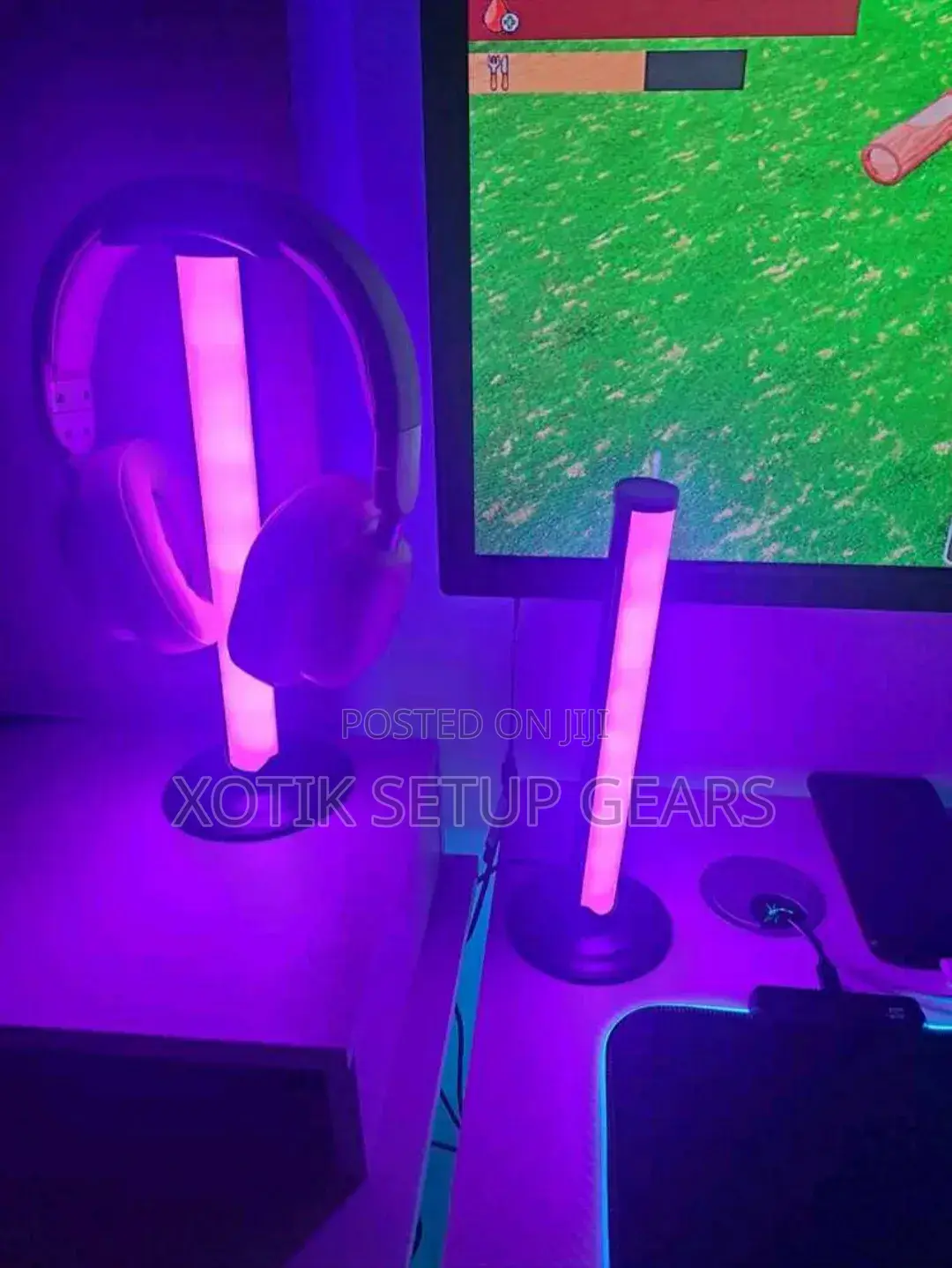 2 PCS RGB Headphone Stands - Usb Powered Lighting for Gaming Setup