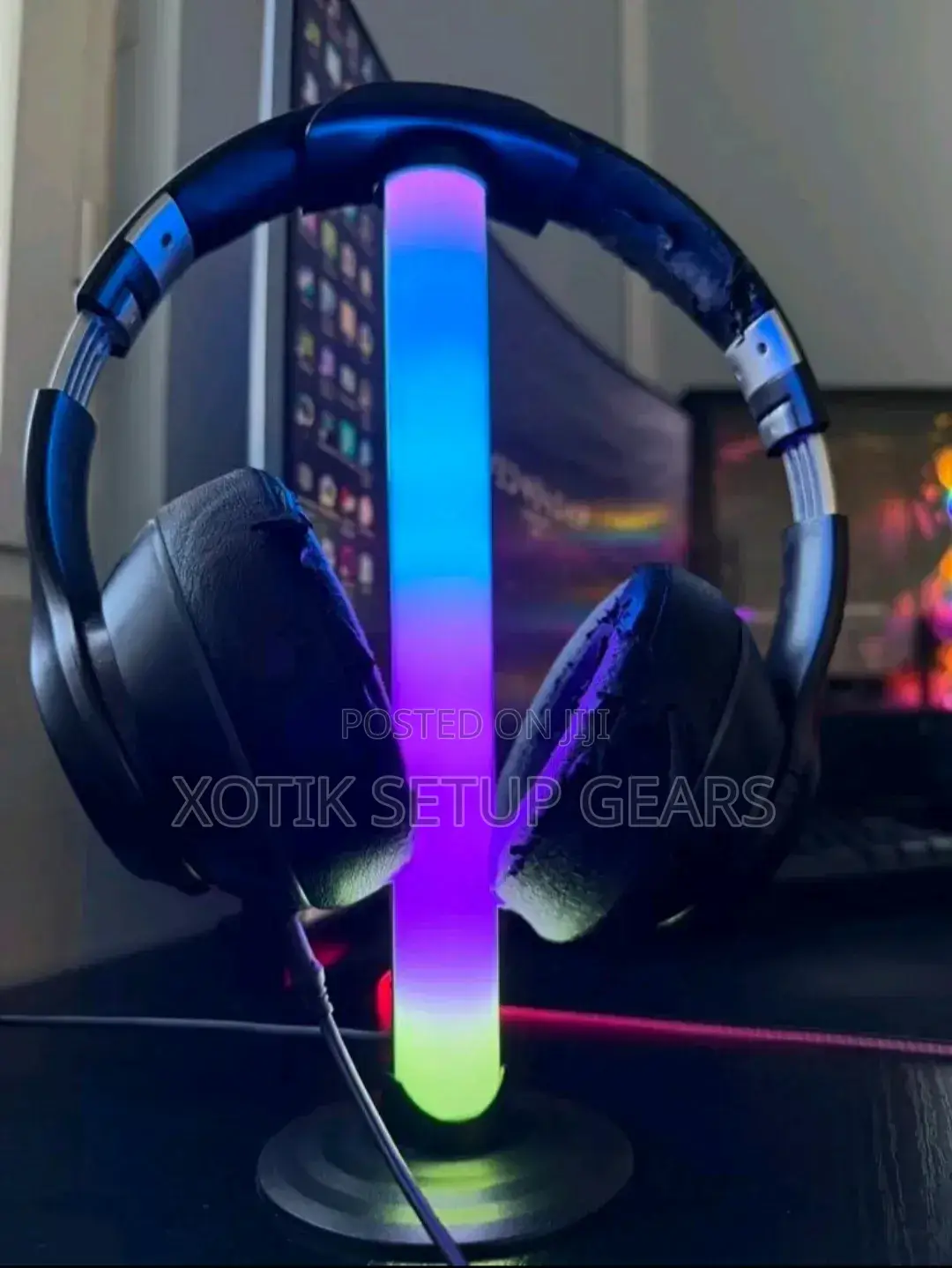 2 PCS RGB Headphone Stands - Usb Powered Lighting for Gaming Setup