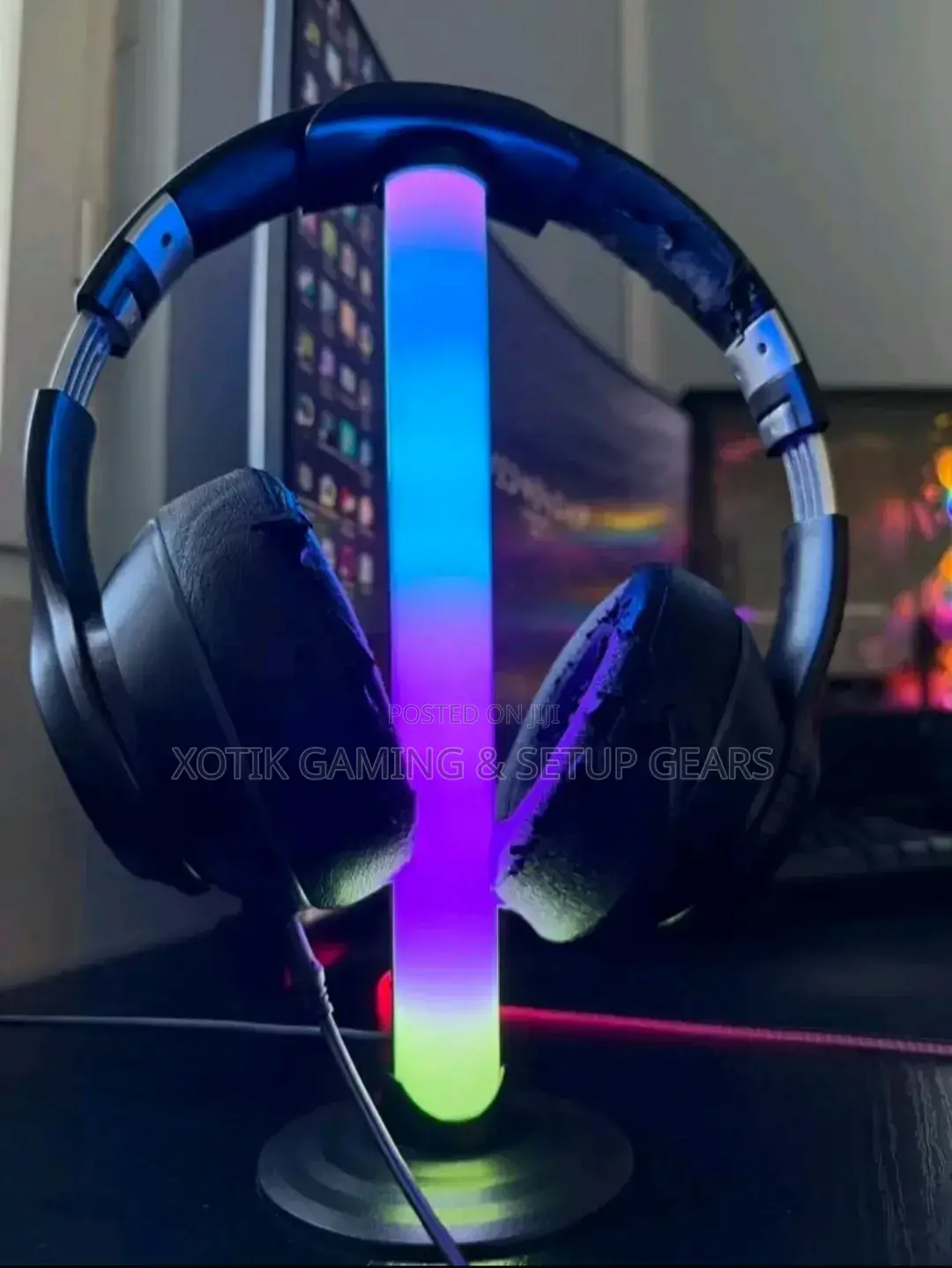2 PCS RGB Headphone Stands - Usb Powered Lighting for Gaming Setup